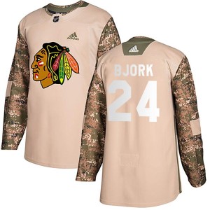 Youth Chicago Blackhawks Anders Bjork Adidas Authentic Veterans Day Practice Jersey - Camo