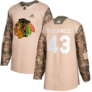 Youth Chicago Blackhawks Colin Blackwell Adidas Authentic Camo Veterans Day Practice Jersey - Black