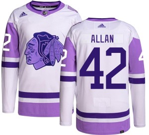 Men's Chicago Blackhawks Nolan Allan Adidas Authentic Hockey Fights Cancer Jersey -