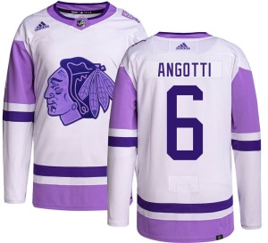 Men's Chicago Blackhawks Lou Angotti Adidas Authentic Hockey Fights Cancer Jersey -