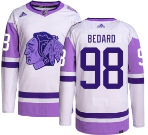 Men's Chicago Blackhawks Connor Bedard Adidas Authentic Hockey Fights Cancer Jersey -