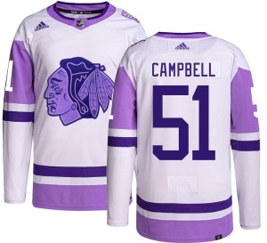 Men's Chicago Blackhawks Brian Campbell Adidas Authentic Hockey Fights Cancer Jersey -