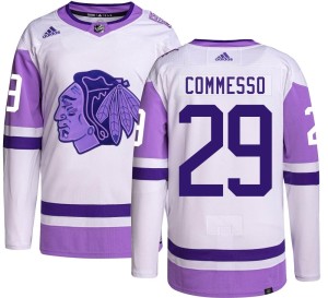 Men's Chicago Blackhawks Drew Commesso Adidas Authentic Hockey Fights Cancer Jersey -
