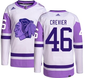 Men's Chicago Blackhawks Louis Crevier Adidas Authentic Hockey Fights Cancer Jersey -