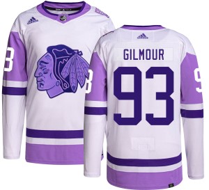 Men's Chicago Blackhawks Doug Gilmour Adidas Authentic Hockey Fights Cancer Jersey -