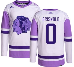 Men's Chicago Blackhawks Clark Griswold Adidas Authentic Hockey Fights Cancer Jersey -