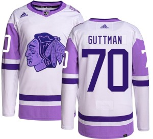 Men's Chicago Blackhawks Cole Guttman Adidas Authentic Hockey Fights Cancer Jersey -