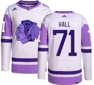 Men's Chicago Blackhawks Taylor Hall Adidas Authentic Hockey Fights Cancer Jersey -