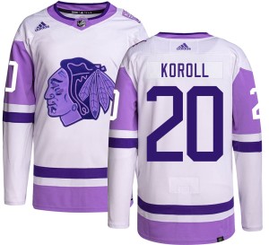 Men's Chicago Blackhawks Cliff Koroll Adidas Authentic Hockey Fights Cancer Jersey -