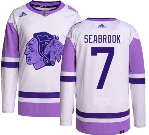 Men's Chicago Blackhawks Brent Seabrook Adidas Authentic Hockey Fights Cancer Jersey -