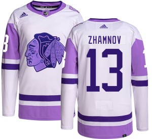Men's Chicago Blackhawks Alex Zhamnov Adidas Authentic Hockey Fights Cancer Jersey -