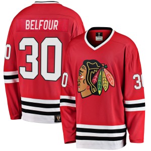 Men's Chicago Blackhawks ED Belfour Fanatics Branded Premier Breakaway Heritage Jersey - Red