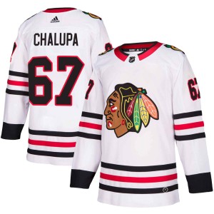 Men's Chicago Blackhawks Matej Chalupa Adidas Authentic Away Jersey - White