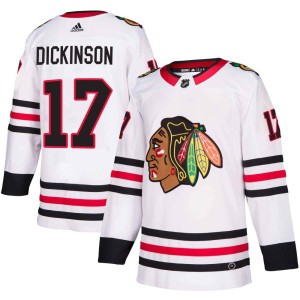 Men's Chicago Blackhawks Jason Dickinson Adidas Authentic Away Jersey - White
