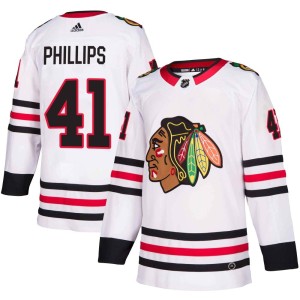 Men's Chicago Blackhawks Isaak Phillips Adidas Authentic Away Jersey - White