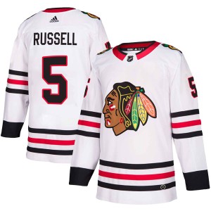 Men's Chicago Blackhawks Phil Russell Adidas Authentic Away Jersey - White