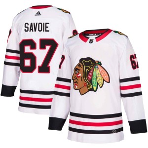 Men's Chicago Blackhawks Samuel Savoie Adidas Authentic Away Jersey - White