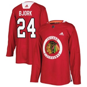 Youth Chicago Blackhawks Anders Bjork Adidas Authentic Home Practice Jersey - Red