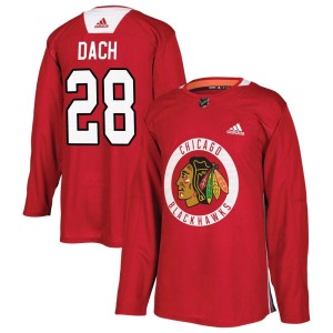 Youth Chicago Blackhawks Colton Dach Adidas Authentic Home Practice Jersey - Red