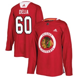 Youth Chicago Blackhawks Collin Delia Adidas Authentic Home Practice Jersey - Red