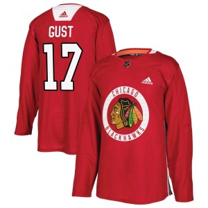 Youth Chicago Blackhawks Dave Gust Adidas Authentic Home Practice Jersey - Red