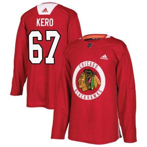 Youth Chicago Blackhawks Tanner Kero Adidas Authentic Home Practice Jersey - Red