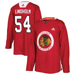 Youth Chicago Blackhawks Anton Lindholm Adidas Authentic Home Practice Jersey - Red