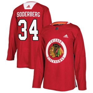 Youth Chicago Blackhawks Carl Soderberg Adidas Authentic Home Practice Jersey - Red