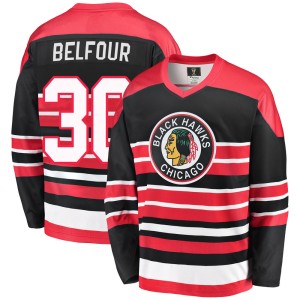 Men's Chicago Blackhawks ED Belfour Fanatics Branded Premier Breakaway Heritage Jersey - Red/Black