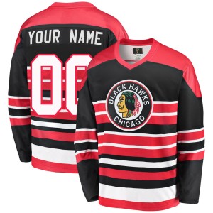 Men's Chicago Blackhawks Custom Fanatics Branded Premier Breakaway Heritage Jersey - Red/Black