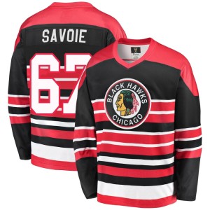 Men's Chicago Blackhawks Samuel Savoie Fanatics Branded Premier Breakaway Heritage Jersey - Red/Black