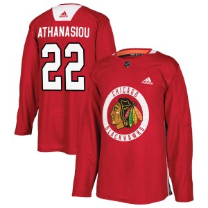 Men's Chicago Blackhawks Andreas Athanasiou Adidas Authentic Home Practice Jersey - Red
