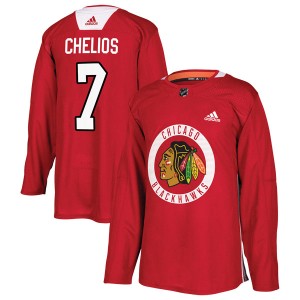 Men's Chicago Blackhawks Chris Chelios Adidas Authentic Home Practice Jersey - Red