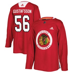 Men's Chicago Blackhawks Erik Gustafsson Adidas Authentic Home Practice Jersey - Red