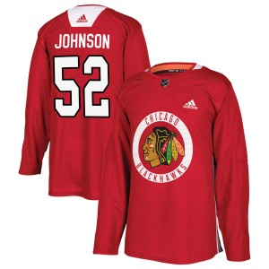 Men's Chicago Blackhawks Reese Johnson Adidas Authentic Home Practice Jersey - Red
