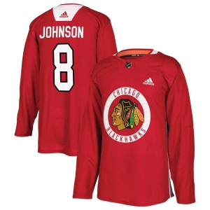 Men's Chicago Blackhawks Jack Johnson Adidas Authentic Home Practice Jersey - Red