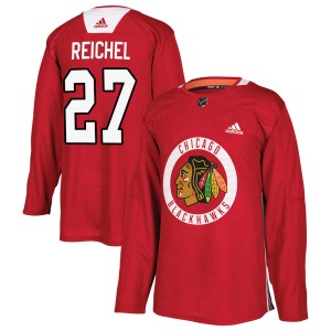 Men's Chicago Blackhawks Lukas Reichel Adidas Authentic Home Practice Jersey - Red