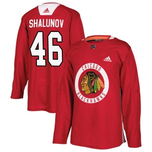 Men's Chicago Blackhawks Maxim Shalunov Adidas Authentic Home Practice Jersey - Red