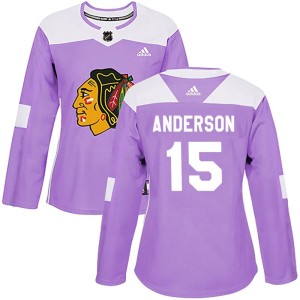 Women's Chicago Blackhawks Joey Anderson Adidas Authentic Fights Cancer Practice Jersey - Purple