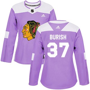 Women's Chicago Blackhawks Adam Burish Adidas Authentic Fights Cancer Practice Jersey - Purple