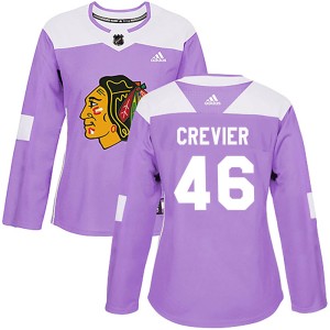 Women's Chicago Blackhawks Louis Crevier Adidas Authentic Fights Cancer Practice Jersey - Purple