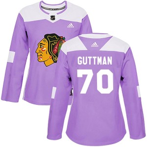 Women's Chicago Blackhawks Cole Guttman Adidas Authentic Fights Cancer Practice Jersey - Purple