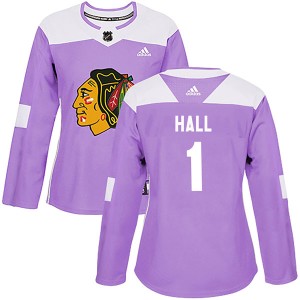 Women's Chicago Blackhawks Glenn Hall Adidas Authentic Fights Cancer Practice Jersey - Purple