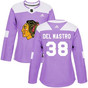Women's Chicago Blackhawks Ethan Del Mastro Adidas Authentic Fights Cancer Practice Jersey - Purple