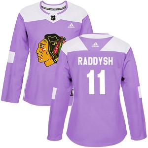 Women's Chicago Blackhawks Taylor Raddysh Adidas Authentic Fights Cancer Practice Jersey - Purple