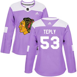 Women's Chicago Blackhawks Michal Teply Adidas Authentic Fights Cancer Practice Jersey - Purple