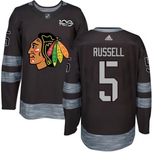 Men's Chicago Blackhawks Phil Russell Authentic 1917-2017 100th Anniversary Jersey - Black