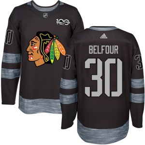 Youth Chicago Blackhawks ED Belfour Authentic 1917-2017 100th Anniversary Jersey - Black