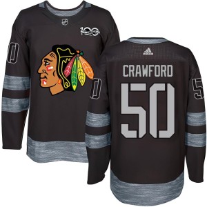 Youth Chicago Blackhawks Corey Crawford Authentic 1917-2017 100th Anniversary Jersey - Black