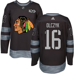 Youth Chicago Blackhawks Ed Olczyk Authentic 1917-2017 100th Anniversary Jersey - Black